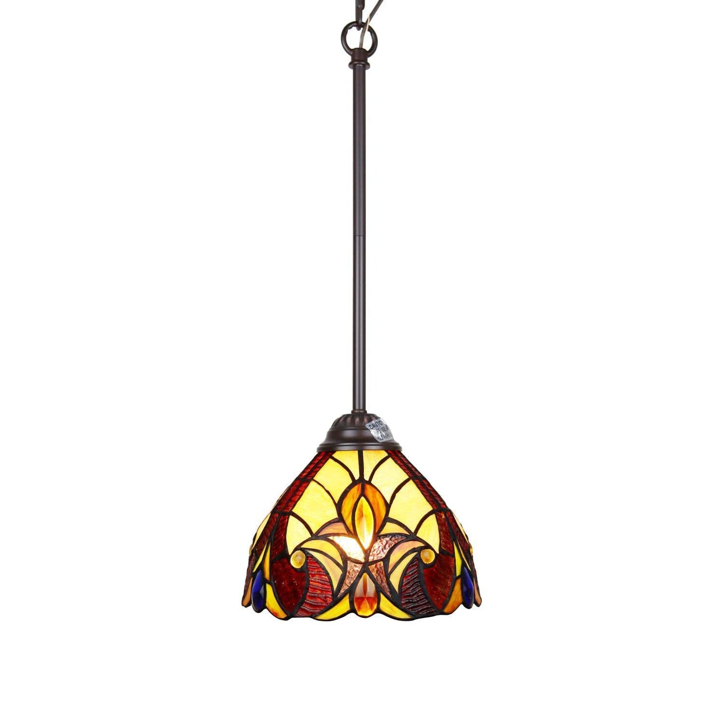 Chloe Lighting Adia Victorian Mini Pendant Light, Dark Bronze, Glass, 8in Wide, Multicolor, Model CH38632AV08-DP1