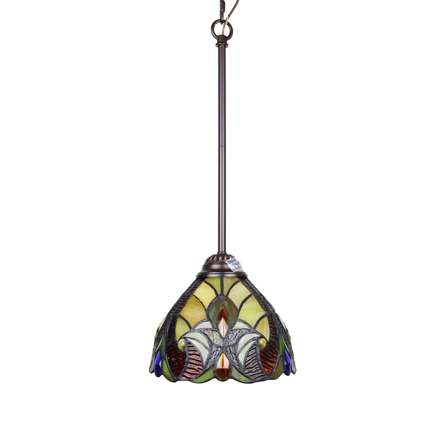 Chloe Lighting Adia Victorian Mini Pendant Light, Dark Bronze, Glass, 8in Wide, Multicolor, Model CH38632AV08-DP1