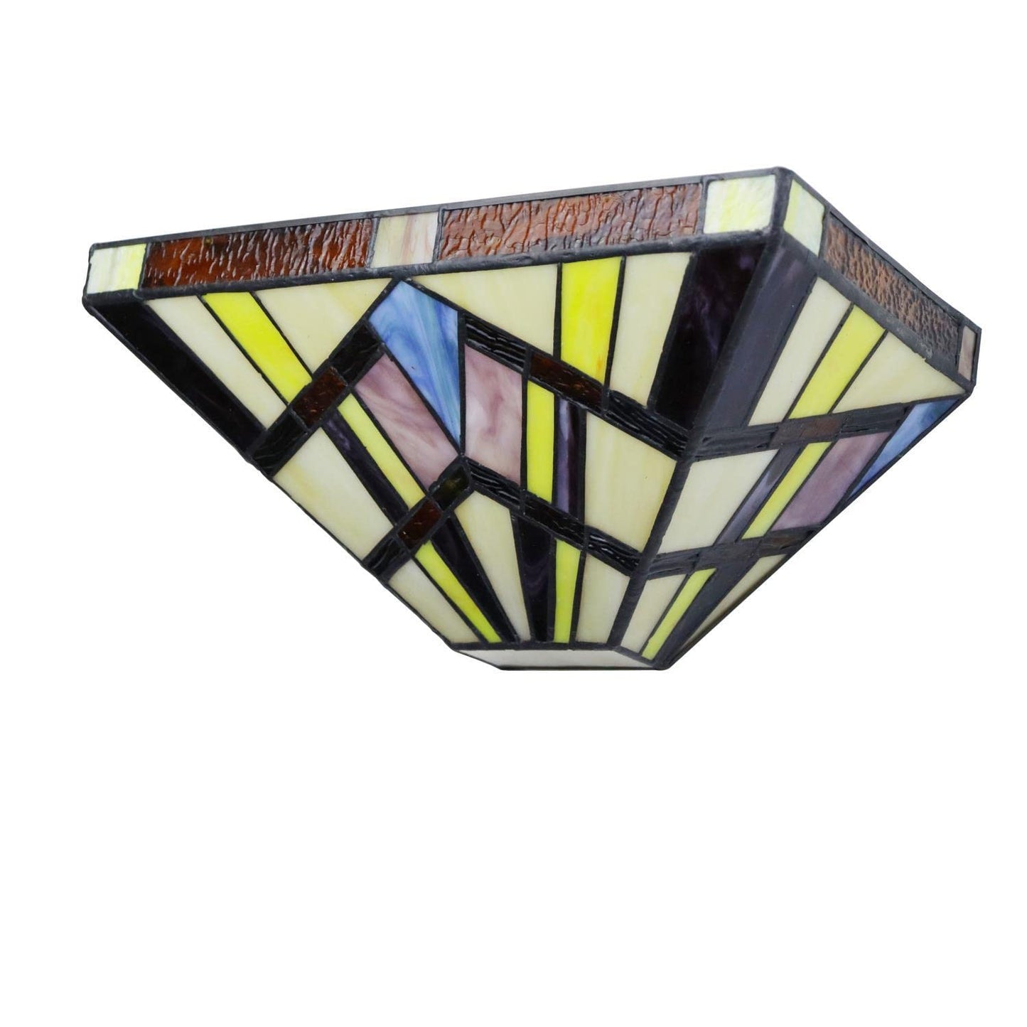 Chloe Lighting Vincent Mission Tiffany-Style Wall Sconce, 1 Light, 12in Wide, Multicolor, Model CH3T523BM12-WS1, Blackish Bronze Finish