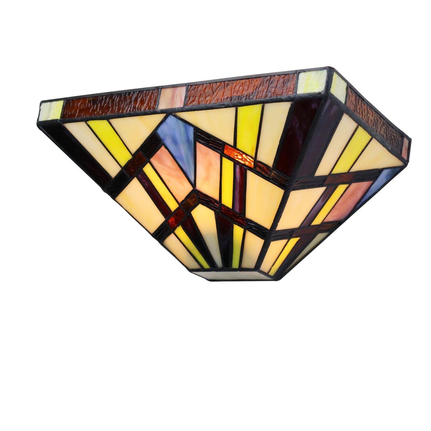 Chloe Lighting Vincent Mission Tiffany-Style Wall Sconce, 1 Light, 12in Wide, Multicolor, Model CH3T523BM12-WS1, Blackish Bronze Finish