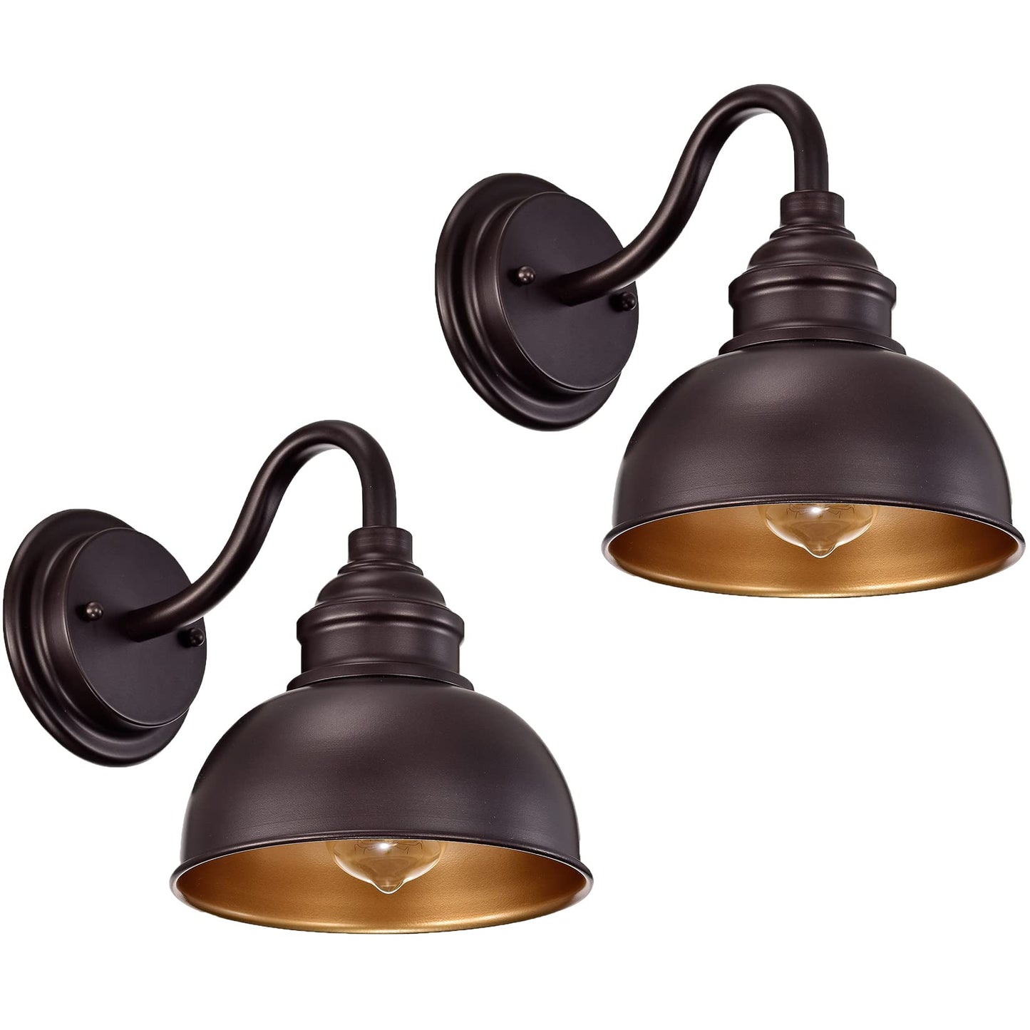 ACLand Farmhouse Vanity Wall Sconce, Metal Gooseneck Barn Light Fixture, Oil Rubbed Bronze, 2 Pack W7.5in Barn, Model A40220