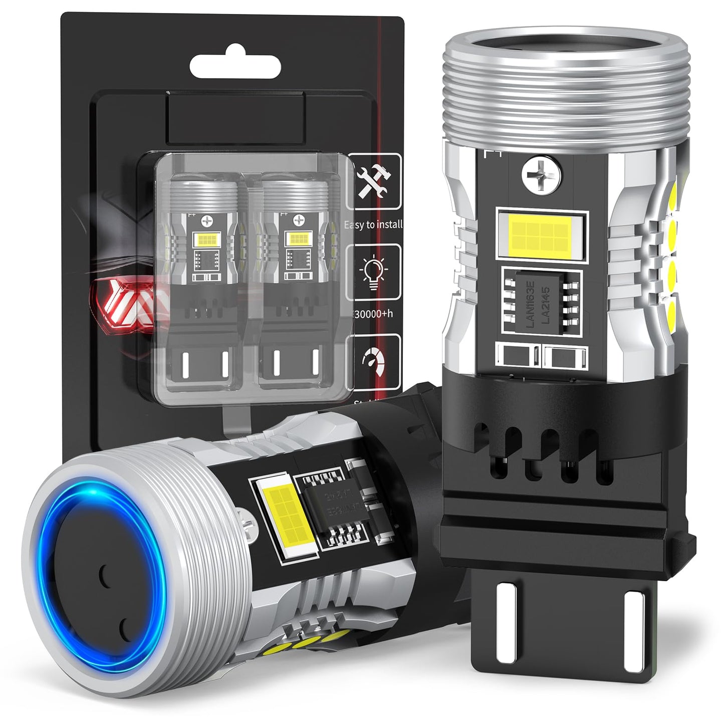 AINOSEIN LED Bulb 3156/3157 White for Reverse Light, Error Free, Built-in Resistor, Aluminum, Brighter Than 3030, Anti Hyper Flash