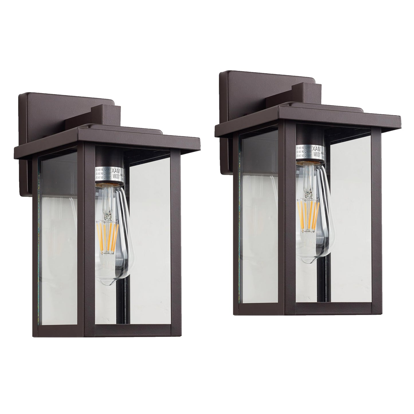 ACLand Outdoor Wall Lantern Light Fixture 2 Pack, 11 Inch, Oil Rubbed Bronze, Clear Water Glass, Model A400221