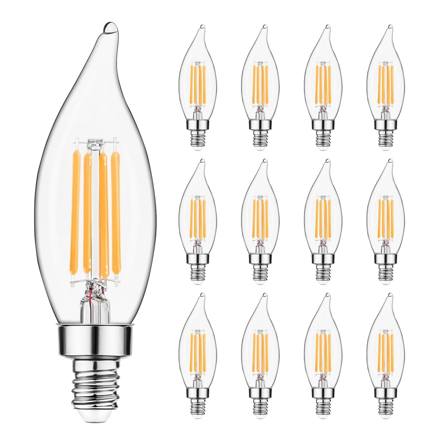 Sigalux E12 Candelabra Bulb 60 watt Equivalent, Dimmable LED E12 Bulb 2700K Warm White, CA10 Candle Light Bulbs for Chandelier, 450LM, 5W, 12 Pack