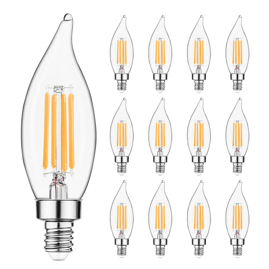 Sigalux E12 Candelabra Bulb 60 watt Equivalent, Dimmable LED E12 Bulb 2700K Warm White, CA10 Candle Light Bulbs for Chandelier, 450LM, 5W, 12 Pack