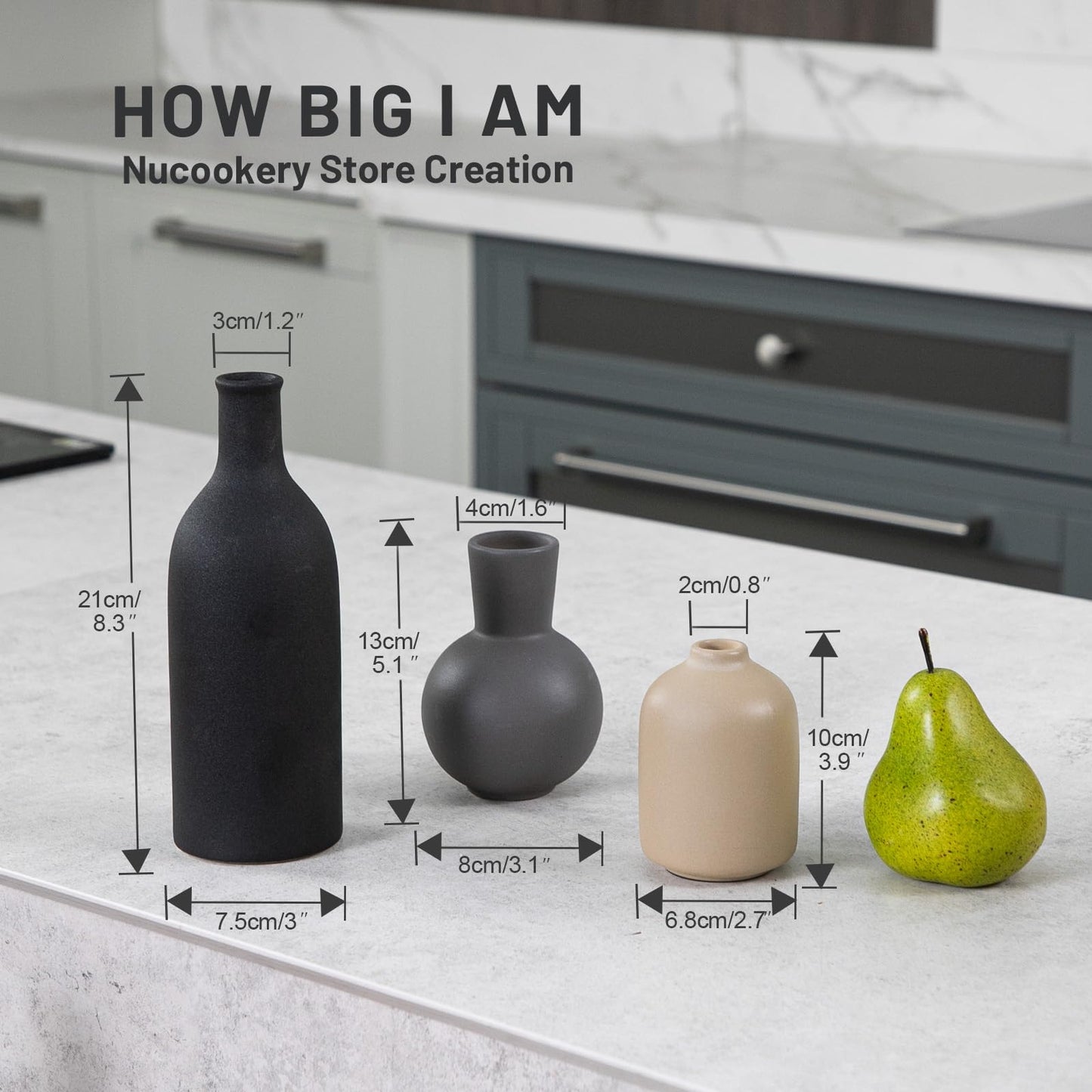 Ceramic Vase, Flower Vases Set of 3 Living Room Decor, Farmhouse Decor, Decorative Vase for Home Coffee Table, Book Shelf, Kitchen, Bedroom Centerpiece Table Decorations