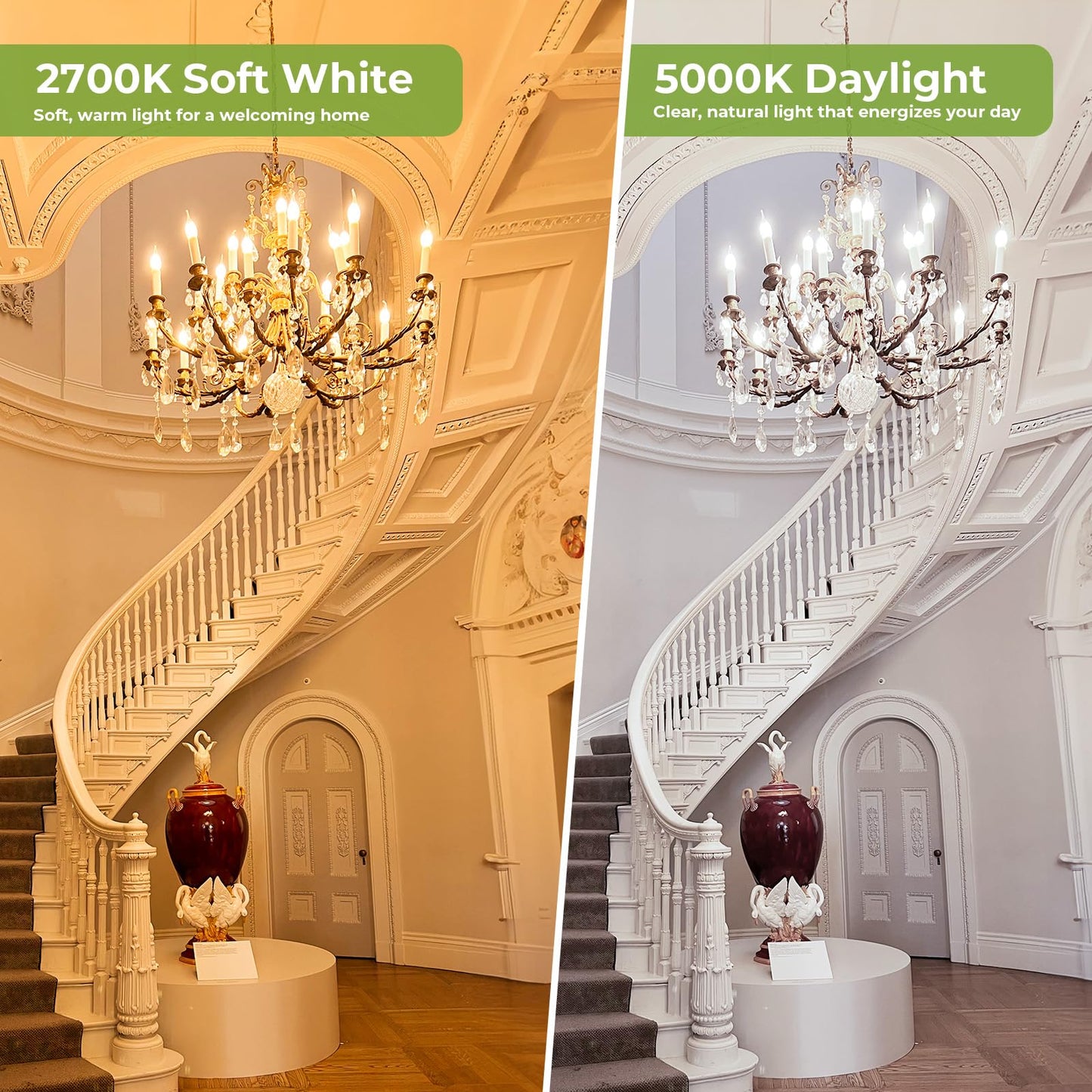 Sigalux E12 Candelabra Bulb 60 watt Equivalent, Dimmable LED E12 Bulb 2700K Warm White, CA10 Candle Light Bulbs for Chandelier, 450LM, 5W, 12 Pack