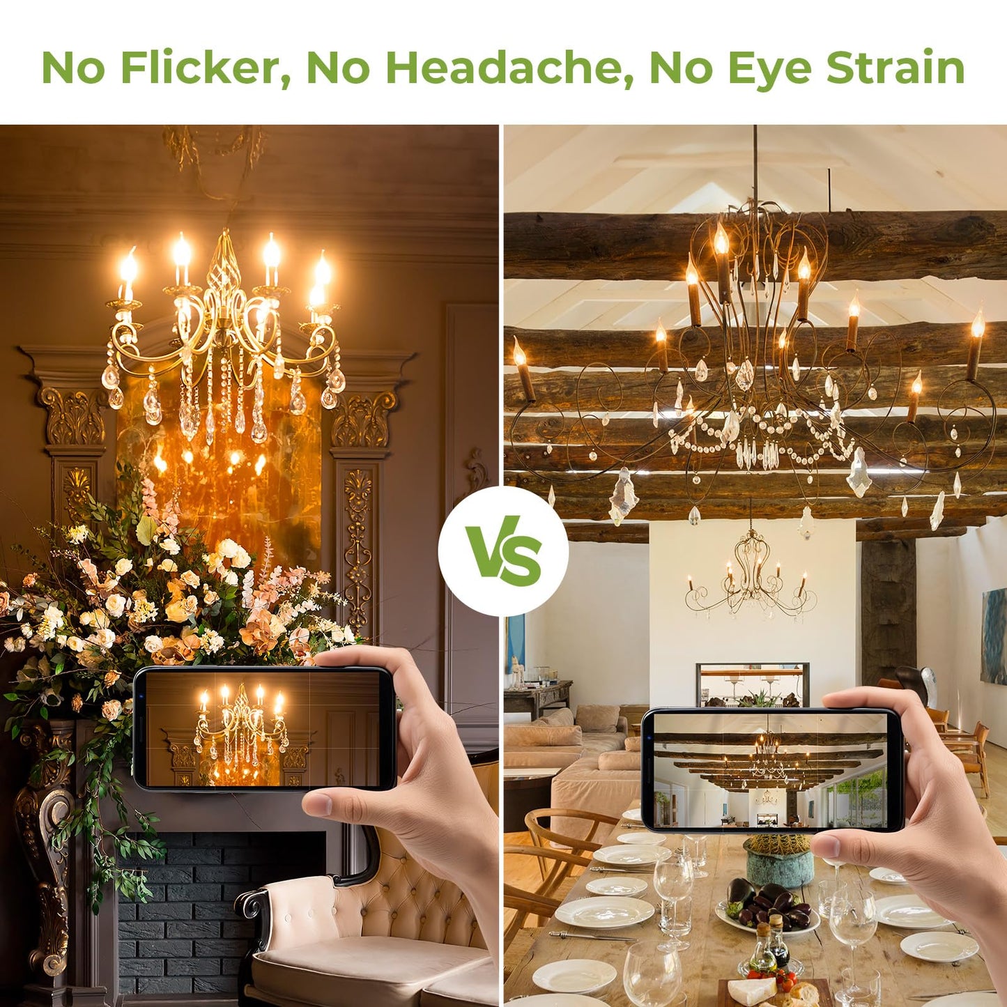 Sigalux E12 Candelabra Bulb 60 watt Equivalent, Dimmable LED E12 Bulb 2700K Warm White, CA10 Candle Light Bulbs for Chandelier, 450LM, 5W, 12 Pack