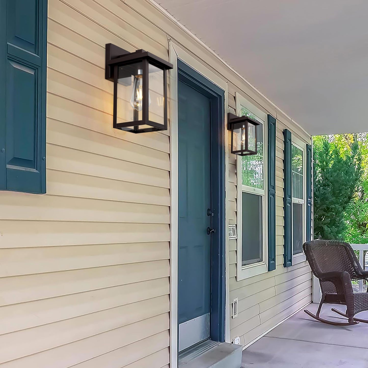 ACLand Outdoor Wall Lantern Light Fixture 2 Pack, 11 Inch, Oil Rubbed Bronze, Clear Water Glass, Model A400221