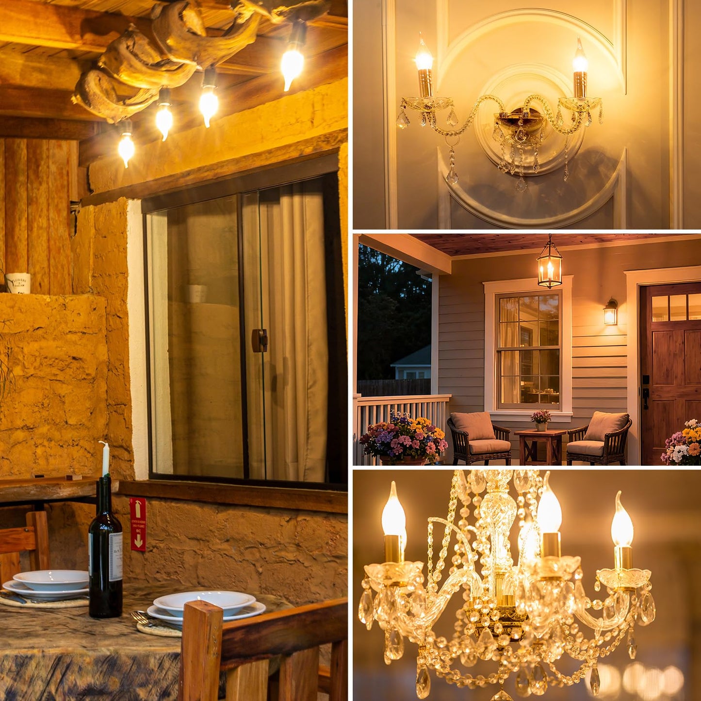 Sigalux E12 Candelabra Bulb 60 watt Equivalent, Dimmable LED E12 Bulb 2700K Warm White, CA10 Candle Light Bulbs for Chandelier, 450LM, 5W, 12 Pack